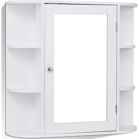 COSTWAY Armario con Espejo de Baño de Pared Baño Estante Mueble Almacenamiento (1/5)