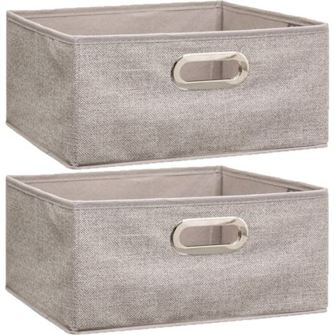Five Simply Smart – Lot de 2 boîtes de rangement en tissu beige chiné – Structure en carton – Revêtement en polypropylène – Dimensions 31x31x15cm