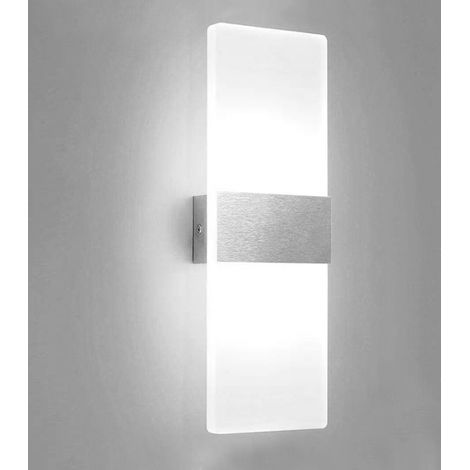 Applique murale LED 12 W blanc froid, acrylique aluminium, couloir escalier chambre bureau hôtel, 50 000 h (1/5)
