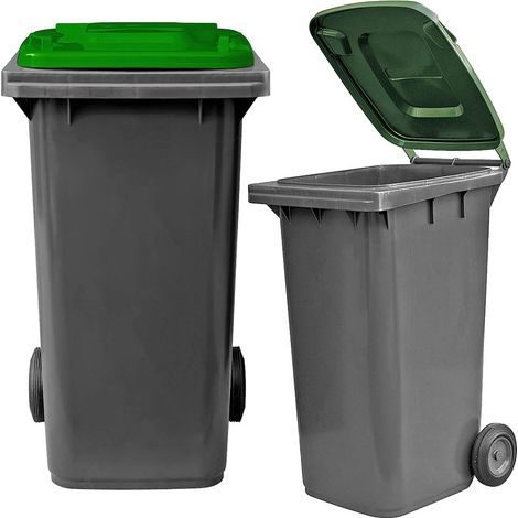 Bidone per la raccolta differenziata grande 240 lt condominio hotel ristoranti certificato UNI EN840 per rifiuti e riciclo verde (1/4)