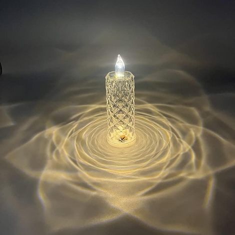 Bougies sans Flamme, Projection de Halo de réfraction de Motif de Rose, Bougie électronique à LED, veilleuse d'ambiance, Ornement de Bureau, lumière en Cristal d'imitation pour Le Festival de (1/5)