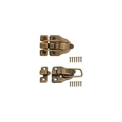 Fermetures pour coffres, boîtes, valises, ferrures en métal, design vintage en laiton, lot de 2 avec vis, 59 mm x 40 mm