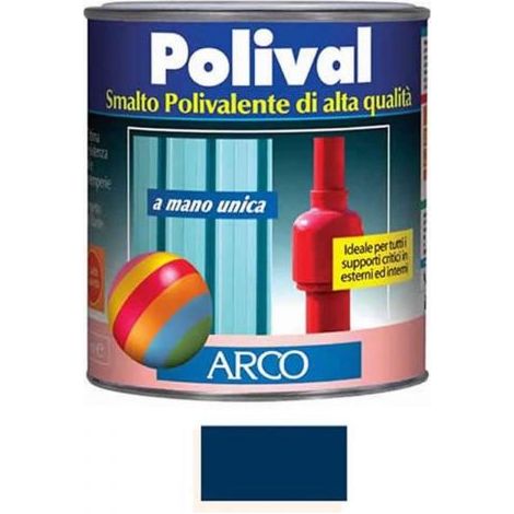 SMALTO MANO UNICA SENZA FONDO POLIVAL ARCO PER PLASTICA VETRO LAMIERA LT.0,75 Blu Intenso