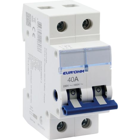30008 Eur'ohm Interrupteur Sectionneur 2p 40a Ac22a à Coupure Pleinement Visible