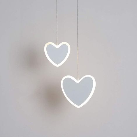 Pendentif simple moderne, lampe suspendue en forme de coeur à accrochage avec abat-jour blanc, pour Chambres d'enfants, Les Chambres à Coucher, Les allées, etc. (6000K) (1/5)