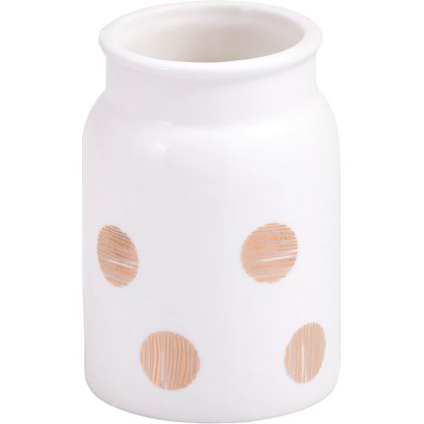 Taza de ba帽o AWD INTERIOR Daisy 1354, lunares dorados, porcelana r煤stica (1/2)