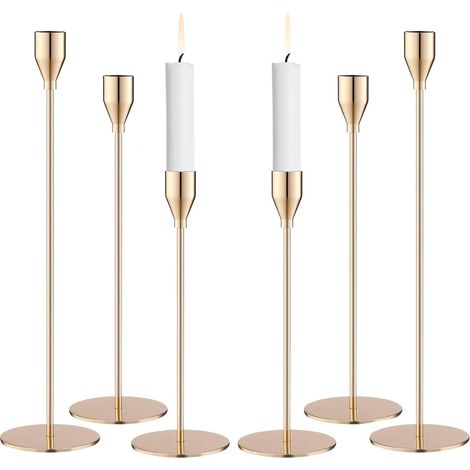 Bougeoir Doré Coniques 6 Pièces Chandelier de Mariage 33/28/22cm Chandeliers Coniques pour la Maison pour Les Fêtes,Mariages,Dîners,Dîner Aux Chandelles (1/5)