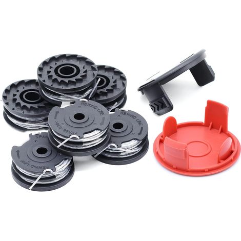 Lot de 6 bobines de fil pour débroussailleuse Bosch F016800351 (longueur : 6 m, diamètre : 1,60 mm avec couvercle de bobine) (1/4)