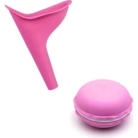 1pc Portable Urinal for Women, Foldable Urinal for Women, Reusable Funnel for Women, Maternity Pot with Storage Box (Pink) (1/5)