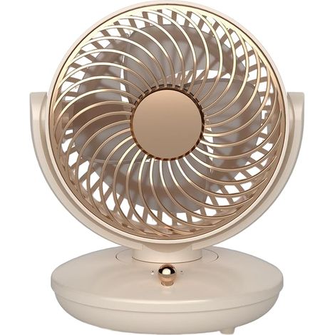 Mini-Tischventilator mit Akku, oszillierend, beige – USB-aufladbarer tragbarer Tischventilator (1/5)