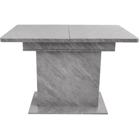 Mesa de comedor extensible rectangular con almacenamiento, color gris, aglomerado y metal (1/5)