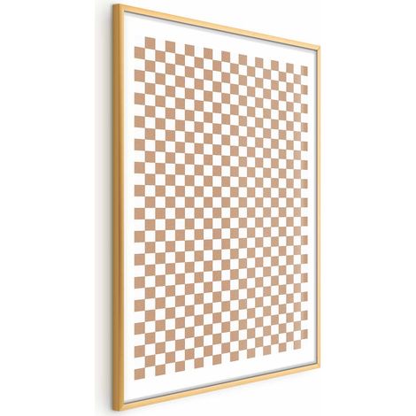 Poster - Geometria e marroni - un motivo a scacchiera in tonalità neutre (1/4)