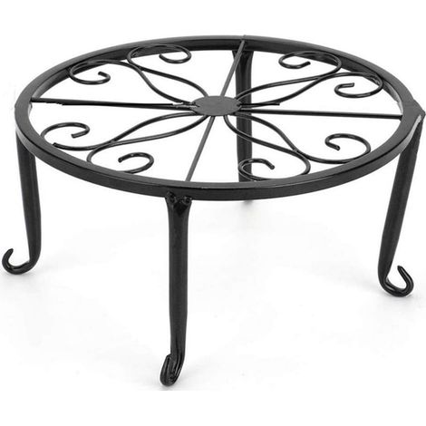 Soporte para macetas de hierro forjado resistente a la corrosión, 22,9 cm, negro. (1/5)
