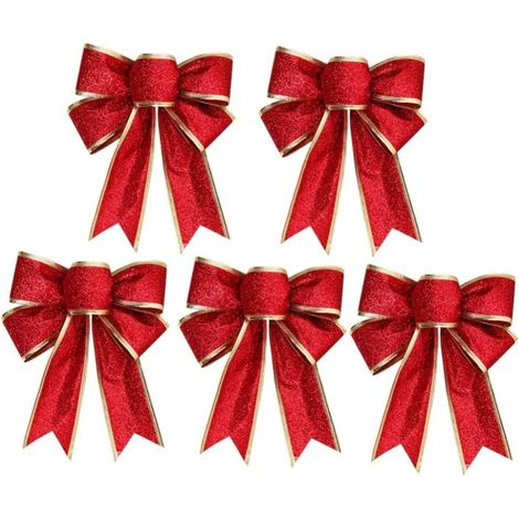 10 Nœud, tissu scintillant, décoration sapin, cadeau, porte, mur (1/5)
