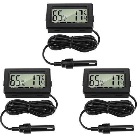 Thermomètre numérique avec hygromètre externe - Lot de 3 - pour incubateur à reptiles (1/4)
