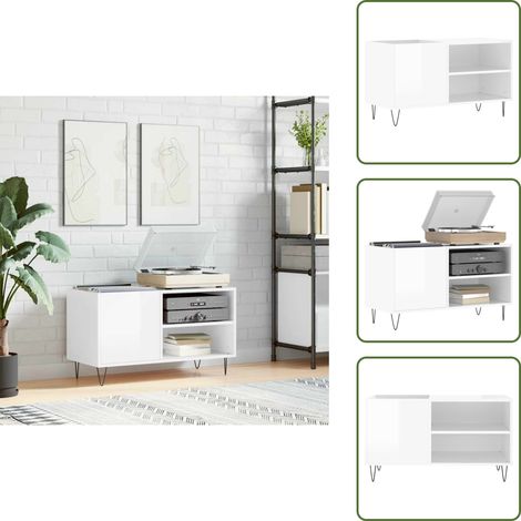 Mobile in legno - vidaXL Mobile Porta Dischi Bianco Lucido 85x38x48 cm Legno Multistrato - Mobile in ferro