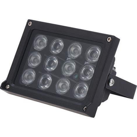 Lampe infrarouge auxiliaire 12 LED IR, vision nocturne grand angle longue portée, étanchéité IP65, pour caméra de sécurité CCTV extérieure (1/5)