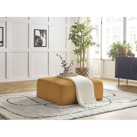 BOBOCHIC - Pouf LEOPOLD tissu texturé Jaune (1/5)