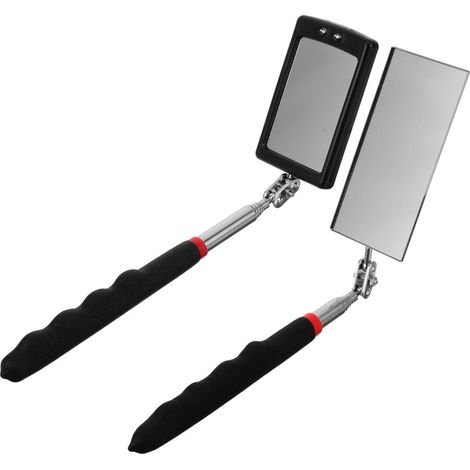 Miroir D'inspection Télescopique pour Voiture Poignée, Matériau Plastique et Métal, Surface Carrée, Éclairage LED Intégré pour Inspection sous Châssis (1/5)