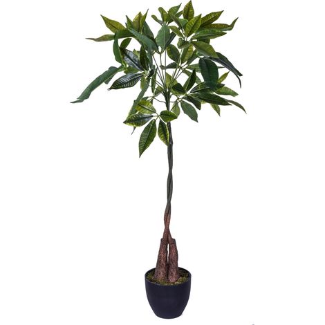 Pachira Artificiale con Vaso Altezza 115 cm Verde