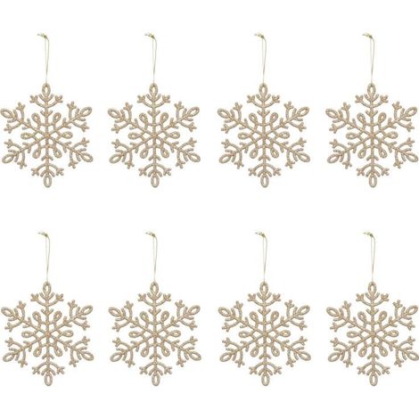 Paris Prix - Lot De 8 Sujets De Noël flocons 11cm Or (1/2)