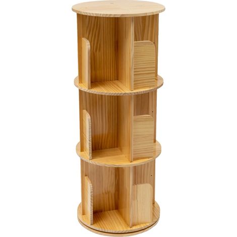 Étagère, rotation à 360 degrés, 3 étagères, Couleur du bois (1/2)