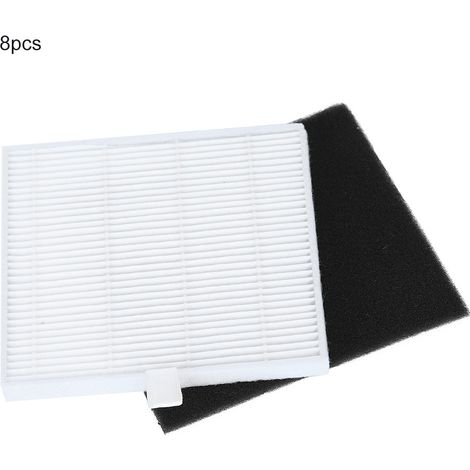 Ortviai Filtres à Charbon Actif pour Robot Aspirateur ILIFE V8S Mo E2Q7 – Kit de 8 Pièces avec Écrans et Filtres HEPA (1/4)