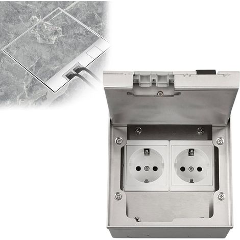 Boîtier de prise de sol encastrée, 16 A AC 250 V 4000 W, en acier inoxydable, étanche, conforme à 2 normes européennes. (1/5)