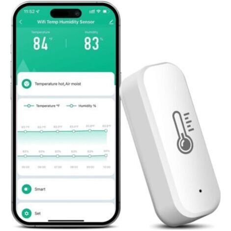 Pair ZigBee Capteur de température et d'humidité Tuya Smart Thermomètre hygromètre avec contrôle par application et fonction d'alarme Compatible avec Alexa & Google Home, passerelle ZigBee 3.0 requise