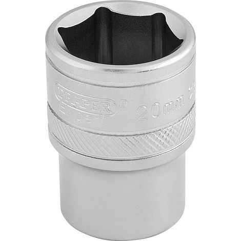 Draper 20mm 6-Point Socket for 1/2" Drive – Micro Satin Chrome Finish, Metric Size 16610 (1/5)