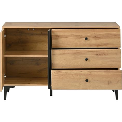 PLACARD de rangement design moderne en Particle Board Noir Naturel 120.00 x 35.00 x 76.00 (1/5)