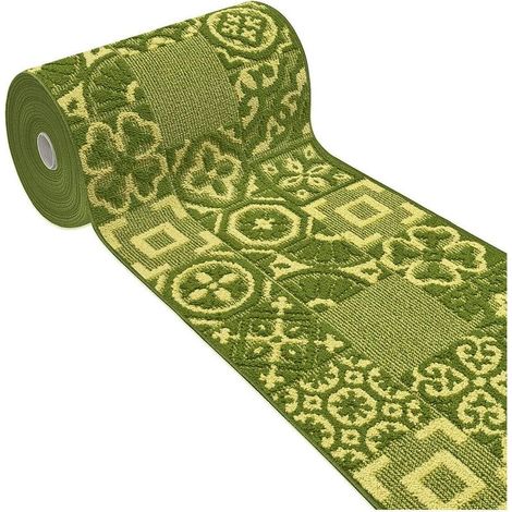 Tapis de Cuisine Moderne Coureur Bordé Absorbant Antidérapant Lavable Maiolique 3D Vert - 57x40 cm (1/4)