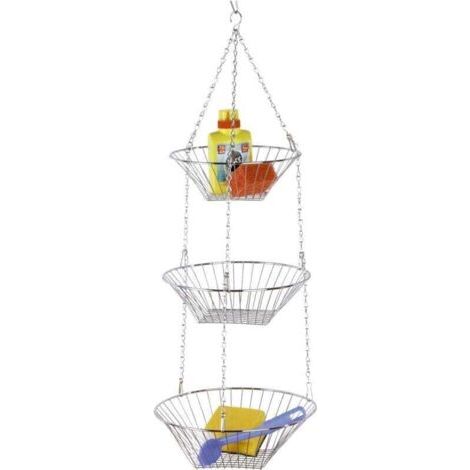 QORVA-Corbeille de fruit à suspendre Trio, panier à fruit suspendu, 3 corbeilles, Métal, Ø 28x77 cm, brillant