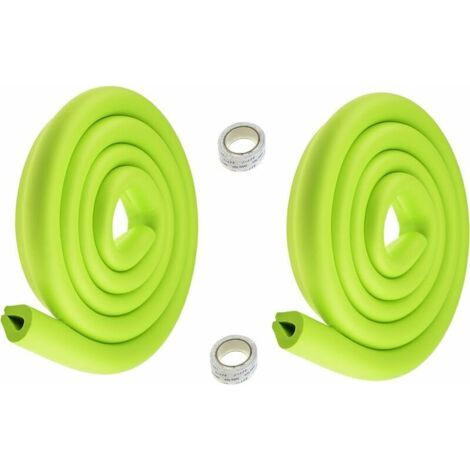 4 Mètre Anti Choc Protecteurs, U-Forme Rouleau en Mousse Protections Bords de Table en Verre, Sécurité épreuvage pour Bébé et Enfants, Suave Protections de rebords 2x2M, Vert, TKD7003 Green, Ensoleill (1/5)