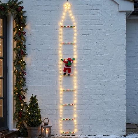Festive Illuminated Santa's Ladder Display (1/2)