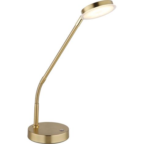 Tischleuchte Beistelllampe Metall messingfarben LED Touchdimmer Flexo H 53 cm