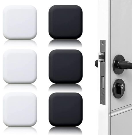 6 Pièces Butée de porte murale noire/blanche adhésive 45mm45mm Bloc porte Stop porte mural adhesif Butoir porte mural adhesif (1/5)