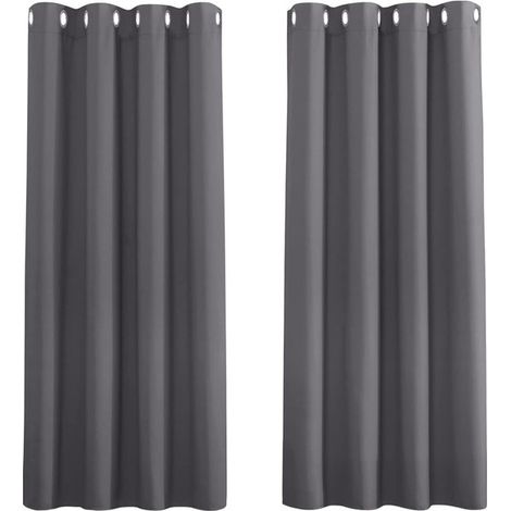 panneau - Rideau - Rideau occultant pour l'intérieur et l'extérieur avec anneaux - jardin - terrasse - balcon - imperméable - 132 x 274 cm - gris foncé (1/5)