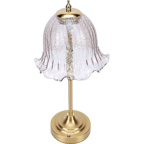 Kabellose Tischleuchte mit Glasschirm im europäischen Stil, dekorative Touch-Tischleuchte, Nachttischlampe für den Nachttisch (1/5)