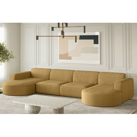 Wohnlandschaft U-Form Sofa PALMA XL in Stoff Scala Senfgelb (1/2)