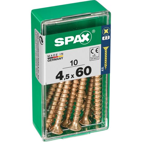 Boîte 10 Unités. Vis A Bois Spax Cab. Plat Yellox 4.5x60mm Spax (1/2)