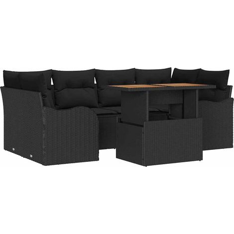 Maison Exclusive - Garten-Sofa-Set mit Speicher 7 pcs Schwarz Pol