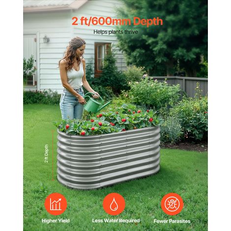 Potager Surélevé Métal 120x60x60 cm Carré Potager Surélevé Galvanisé Lit de Jardin Ovale Bac de Jardinage Fond Ouvert pour Culture… (1/5)