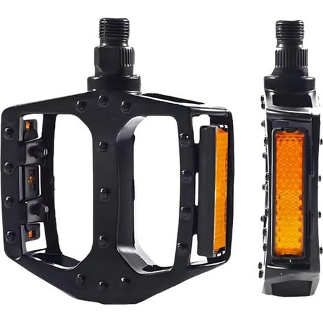 Pedales de bicicleta de 9/16 pulgadas con rosca y reflectores，pedales de plataforma de aluminio ligero para bicicletas de carretera y de montaña (1/5)