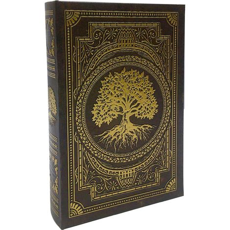 MDF-Bücherbox mit Poly-Innenfutter und goldenem Baumdekor im Vintage-Stil