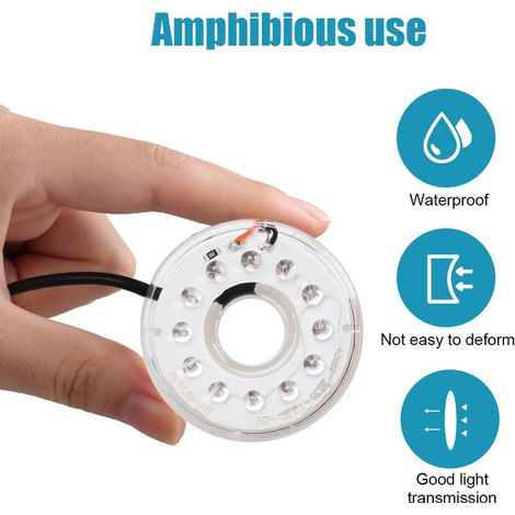 Éclairage LED Submersible pour Aquarium Lampe Annulaire Étanche Multicolore avec Ventouse et Prise USB pour Décoration de Vase et Décor Aquatique