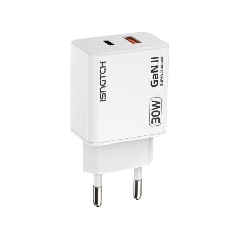 Chargeur secteur MBG FRANCE 30W USB-A + USB-C GaN II Blanc