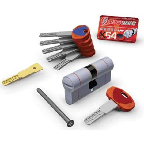 CILINDRO SAGOMATO EVO K64 36-C HAND SECUREMME - OTT.NICH.SATIN CHIAVI 5 MM 122 41+81 - 1 pezzo