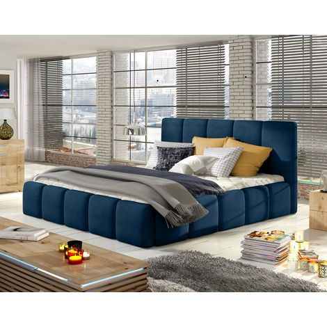 Bestmobilier – Lit coffre 180x200 cm – Sommier inclus – Revêtement velours 100% polyester – Coffre de rangement – Tête de lit rembourrée (1/4)