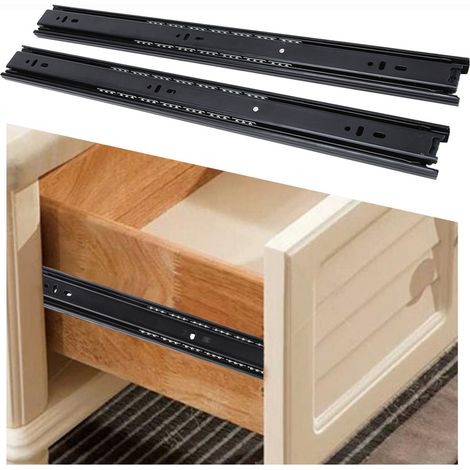 1 paire de glissières à billes pour tiroir, de 45,7 cm de long, en acier noir (1/5)